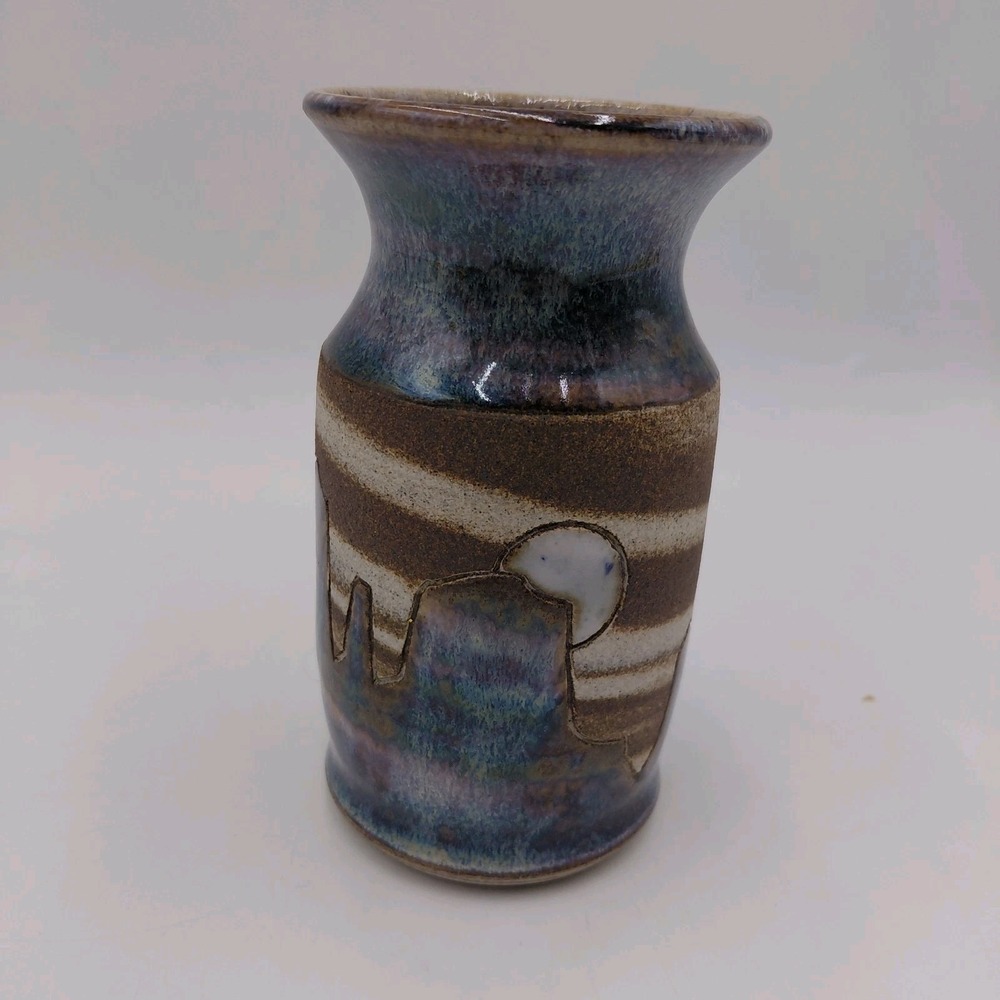 Arne Pottery Sedona Signed Art Pottery Arnegard Glazed Folk AZ Desert Moon